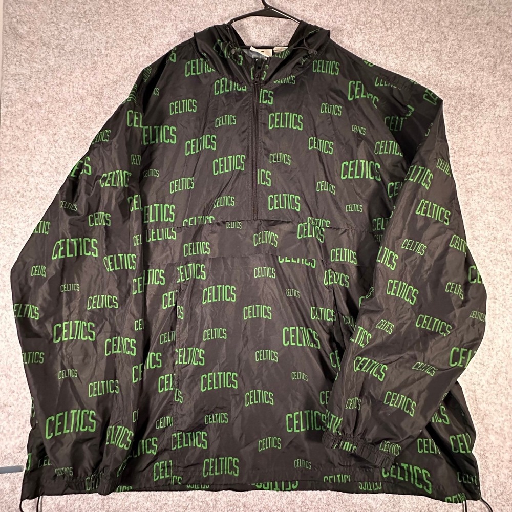 Fanatics Boston Celtics Windbreaker 5XL Black Mens Half Zip Hooded Jacket
